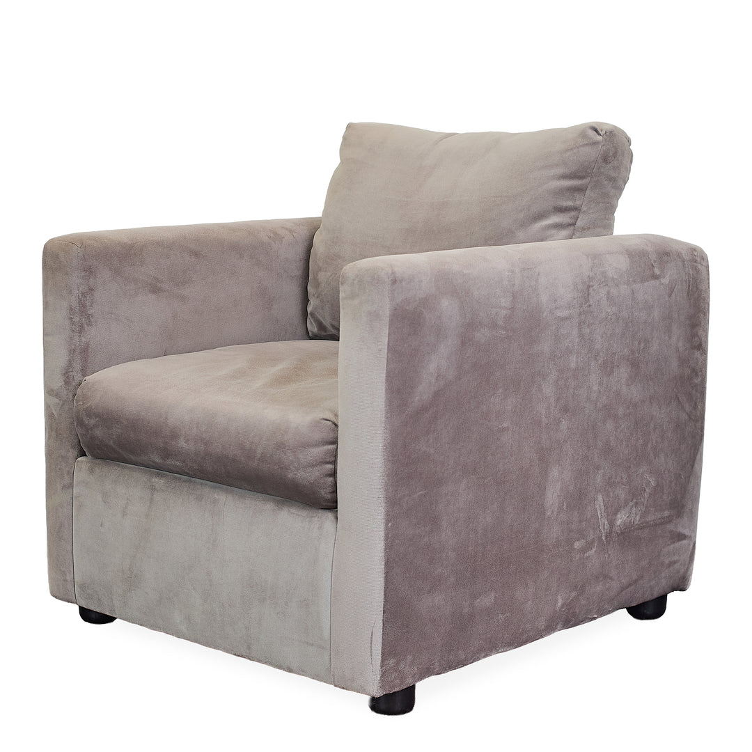 Modern Velvet Chair detail view - Whats New Furniture - Portland, Oregon