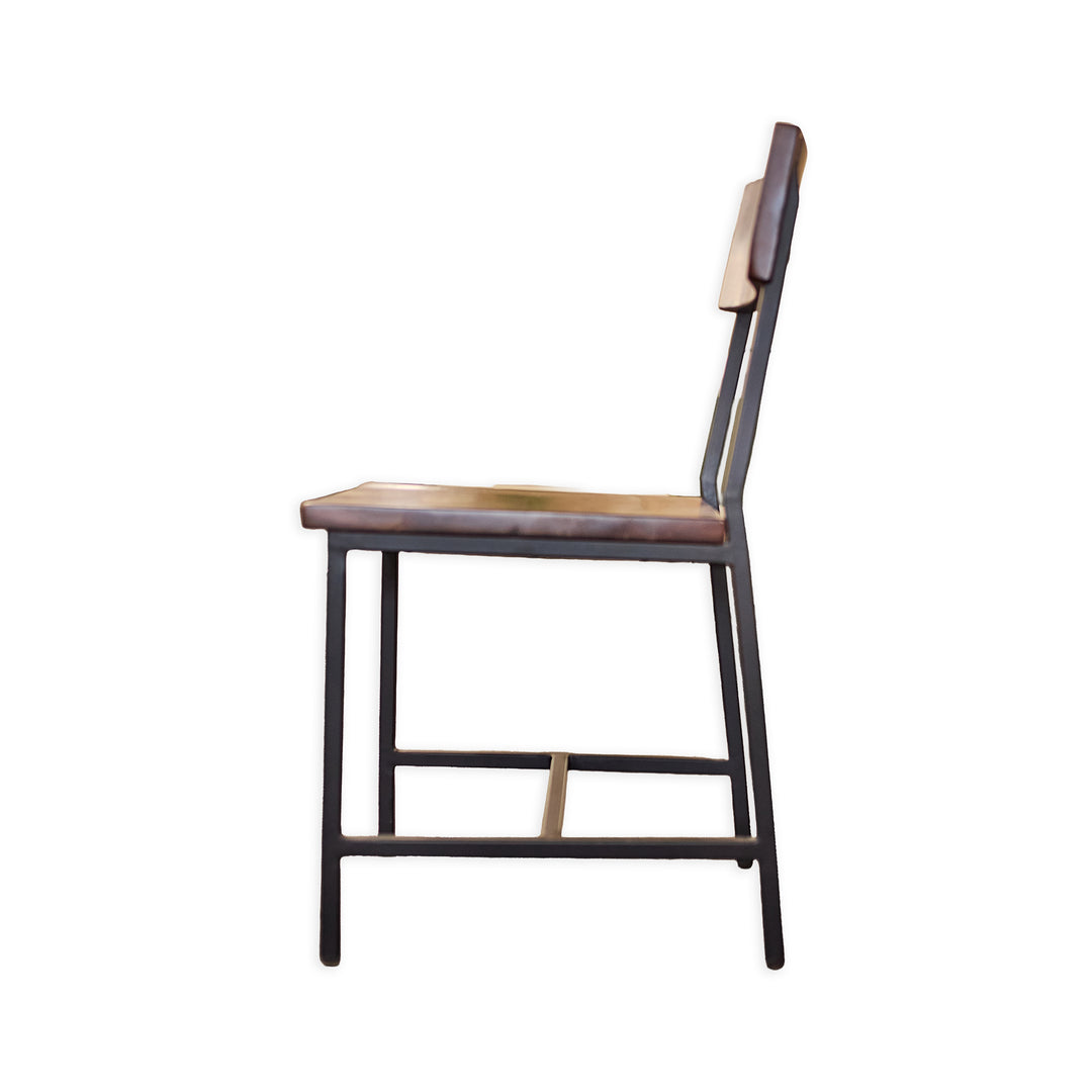 Modern Wood and Iron Dining Chair detail view 2 - Whats New Furniture - Portland, Oregon