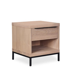 Montego One Drawer Nightstand in natural side angle - mid-century oak nightstand by Moe&