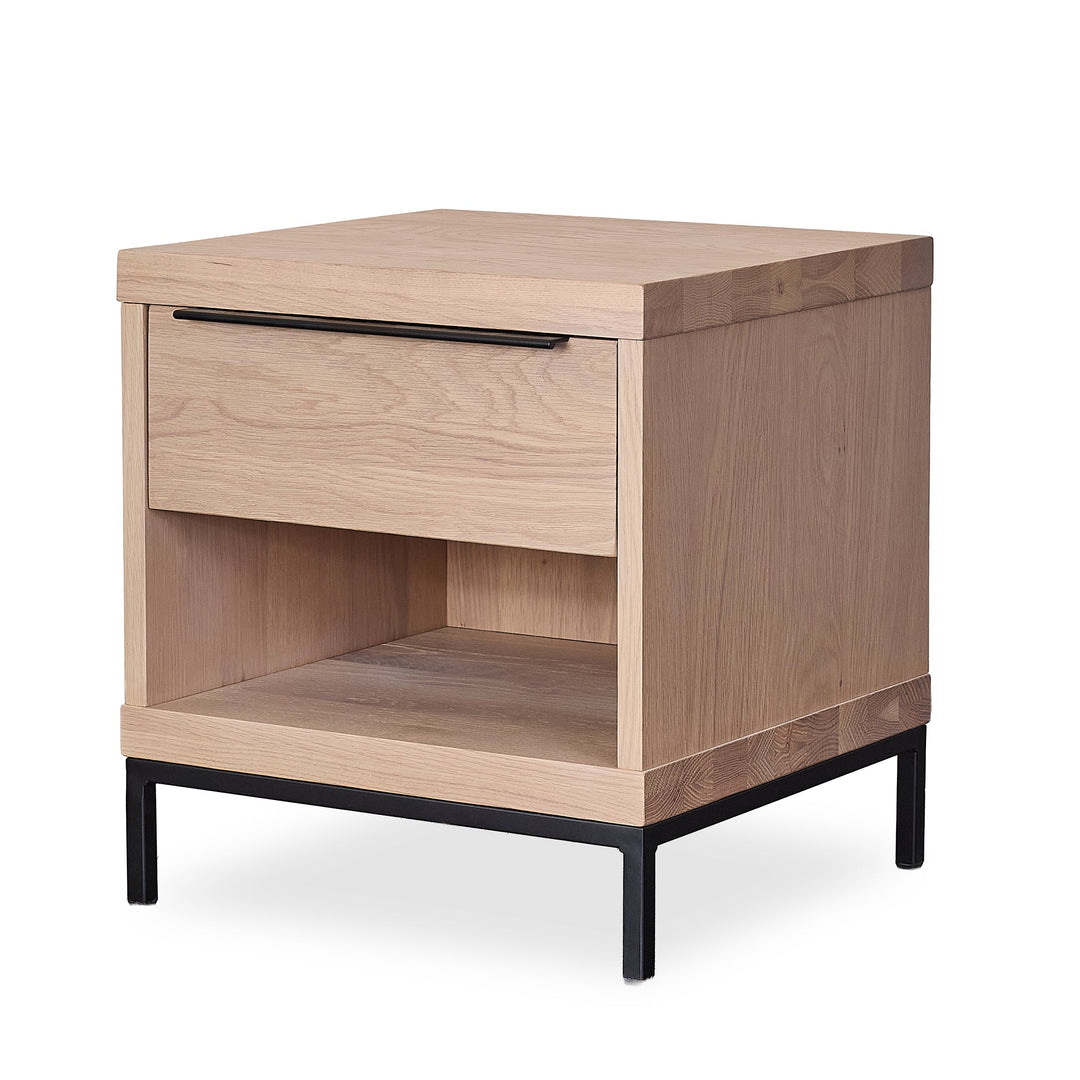 Montego One Drawer Nightstand in natural detail view - mid-century oak nightstand by Moe&