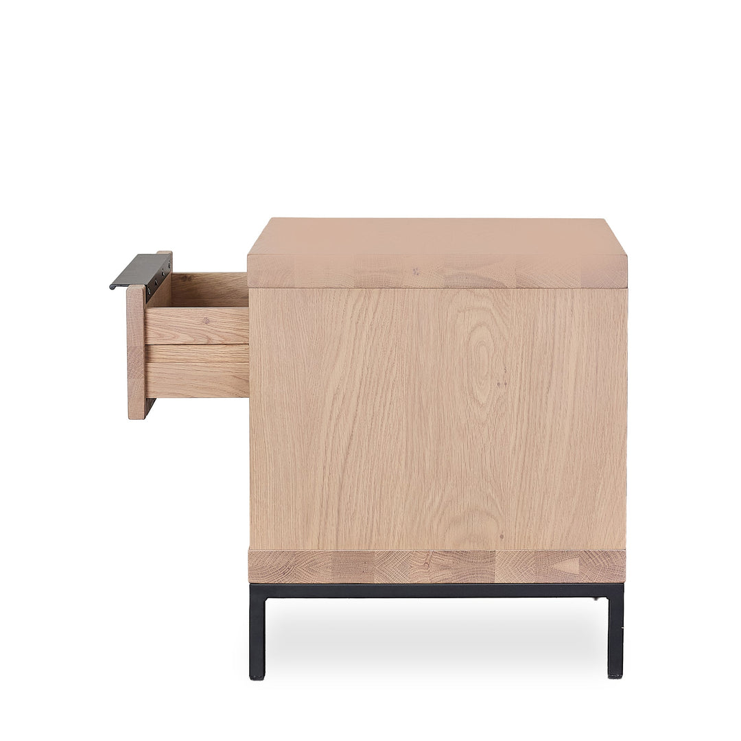Montego One Drawer Nightstand in natural lifestyle setting - mid-century oak nightstand by Moe&