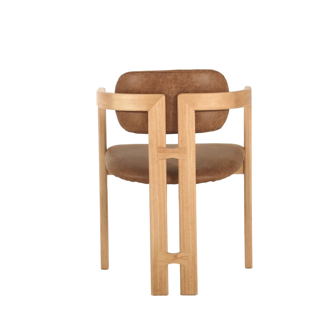 Monterrey Dining Chair in Cognac fabric colorway back view - upholstered rubberwood dining chair by LH Imports - Whats New Furniture Portland OR