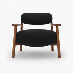 Mt. Hood Accent Chair in Altro Black side angle - sculptural mid-century accent chair private label - Whats New Furniture Portland OR