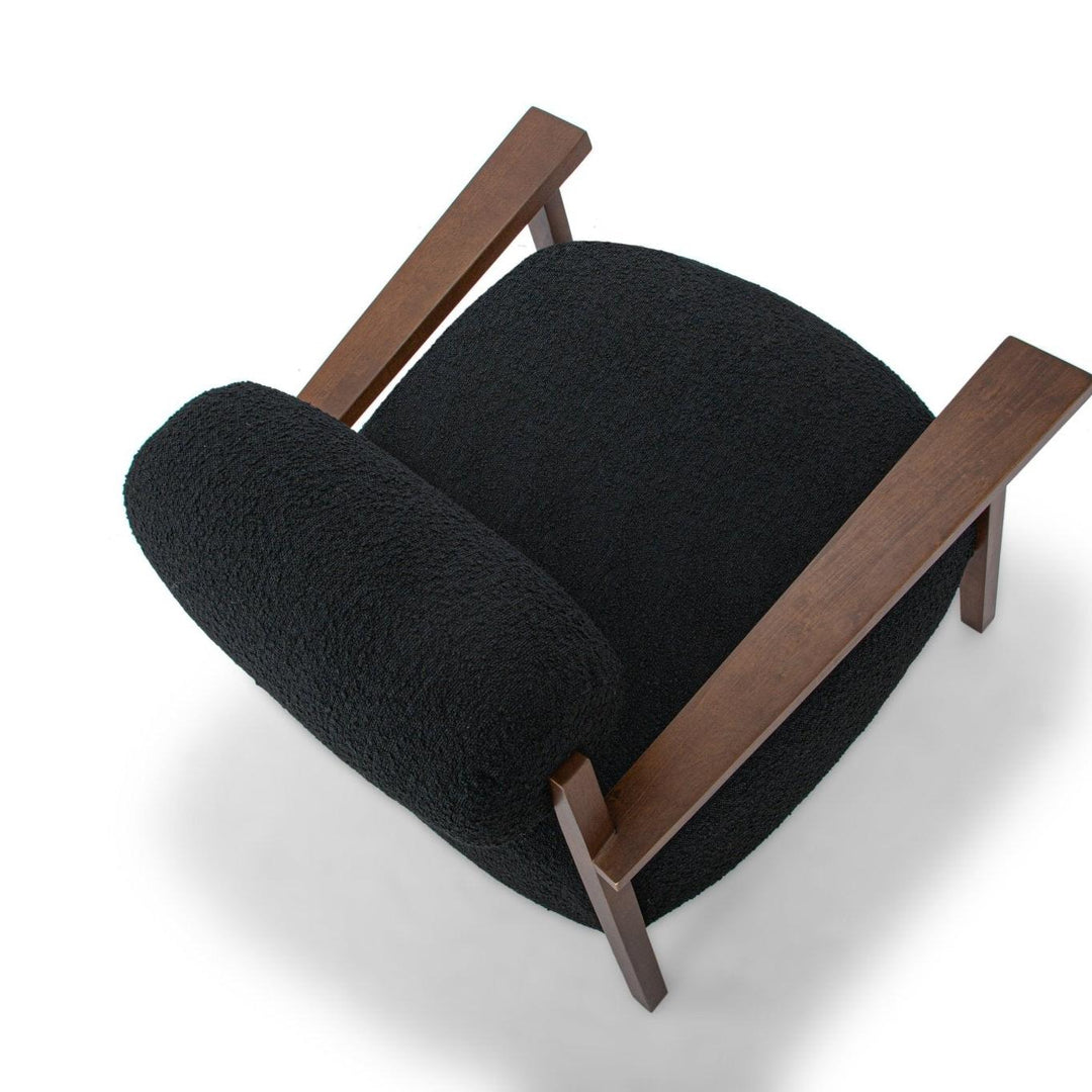 Mt. Hood Accent Chair in Altro Black back view - sculptural mid-century accent chair private label - Whats New Furniture Portland OR