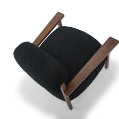 Mt. Hood Accent Chair in Altro Black back view - sculptural mid-century accent chair private label - Whats New Furniture Portland OR