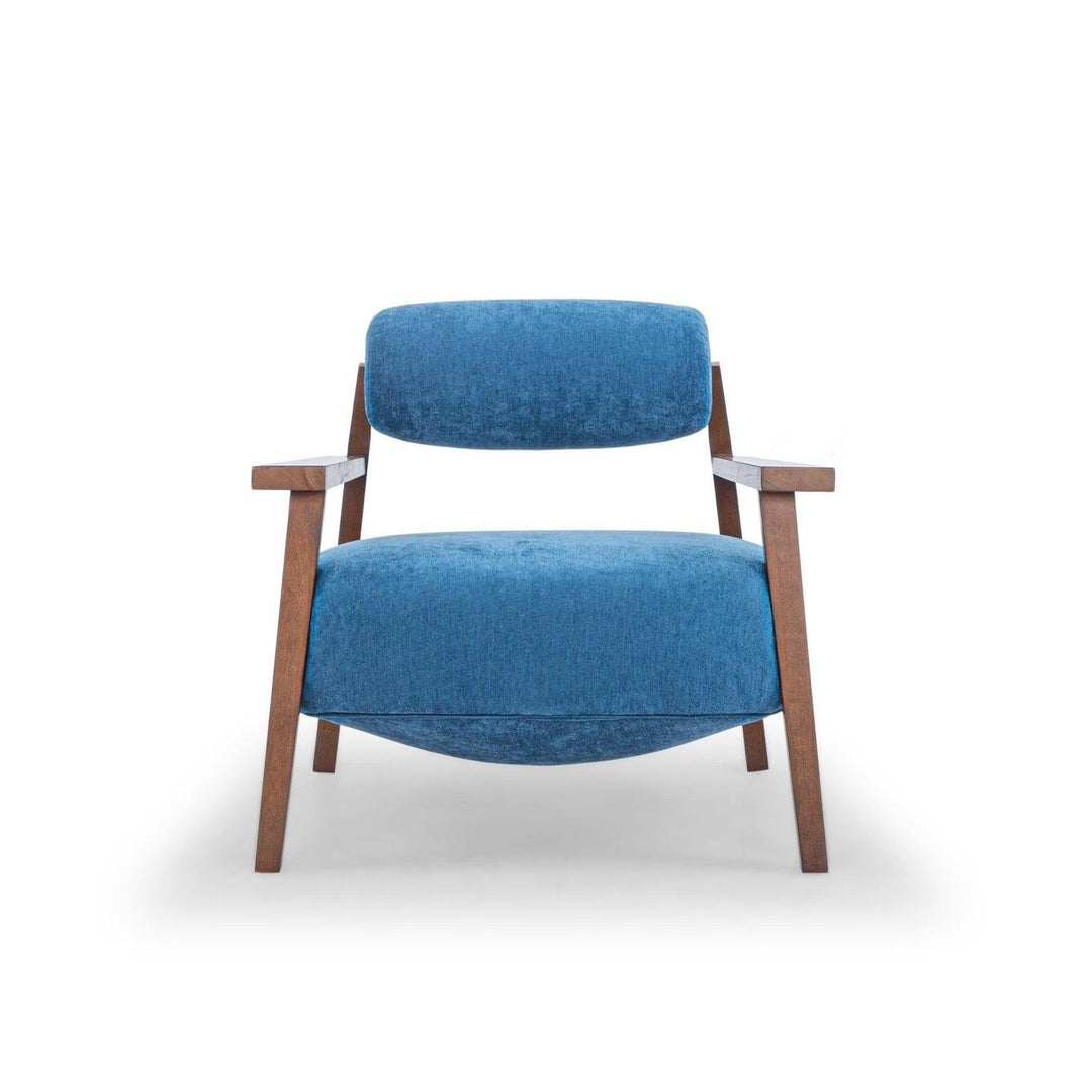 Mt. Hood Accent Chair in Altro Black corner detail - sculptural mid-century accent chair private label - Whats New Furniture Portland OR