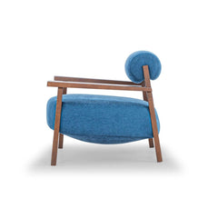 Mt. Hood Accent Chair in Altro Black side view - sculptural mid-century accent chair private label - Whats New Furniture Portland OR