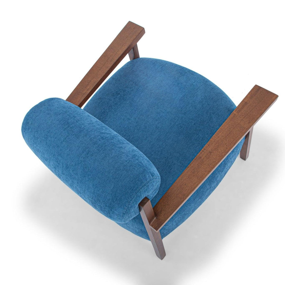 Mt. Hood Accent Chair in Altro Black top-down view - sculptural mid-century accent chair private label - Whats New Furniture Portland OR