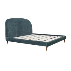 Moxie King Bed Frame in Dust Blue side angle - king upholstered platform bed by LH Imports - Whats New Furniture Portland OR