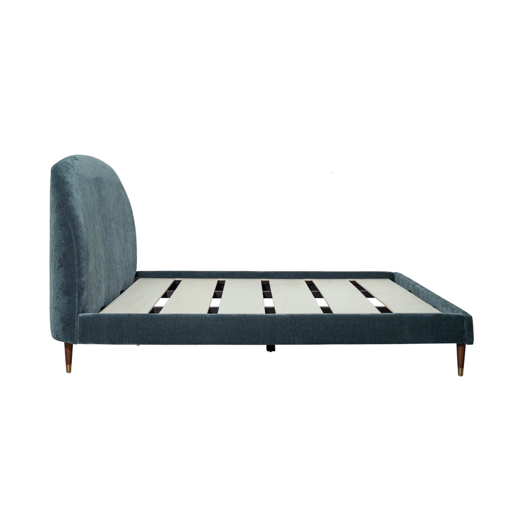 Moxie King Bed Frame in Dust Blue detail view - king upholstered platform bed by LH Imports - Whats New Furniture Portland OR
