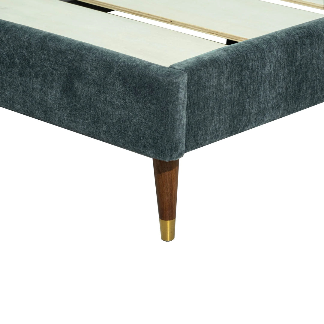 Moxie King Bed Frame in Dust Blue lifestyle setting - king upholstered platform bed by LH Imports - Whats New Furniture Portland OR