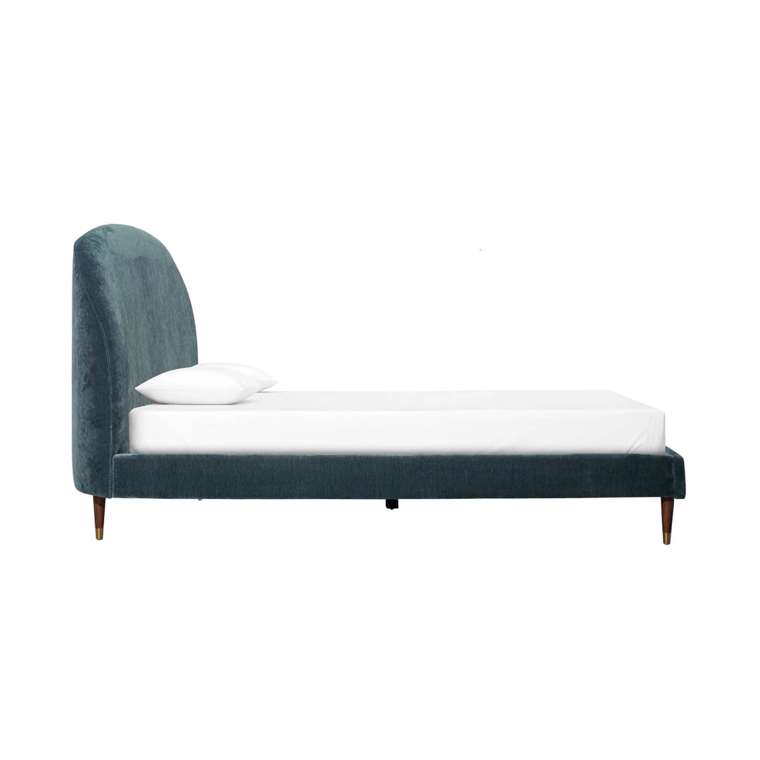 Moxie King Bed Frame in Dust Blue top-down view - king upholstered platform bed by LH Imports - Whats New Furniture Portland OR