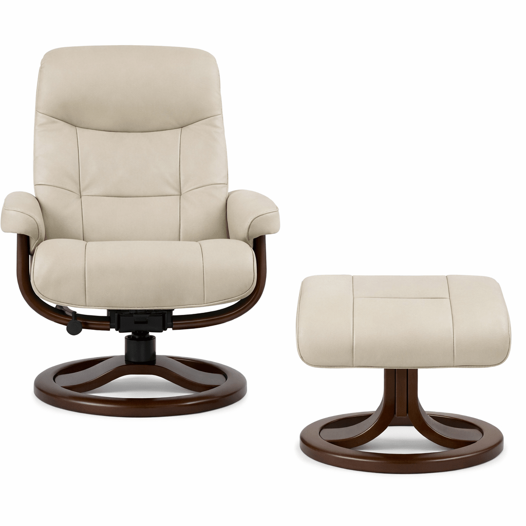 Muldal Small Recliner and Foot Stool in Grey front view - Fjords ergonomic recliner - Whats New Furniture Portland OR