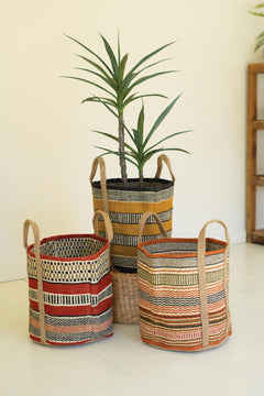 Multi-Colored Woven Jute Basket — What&