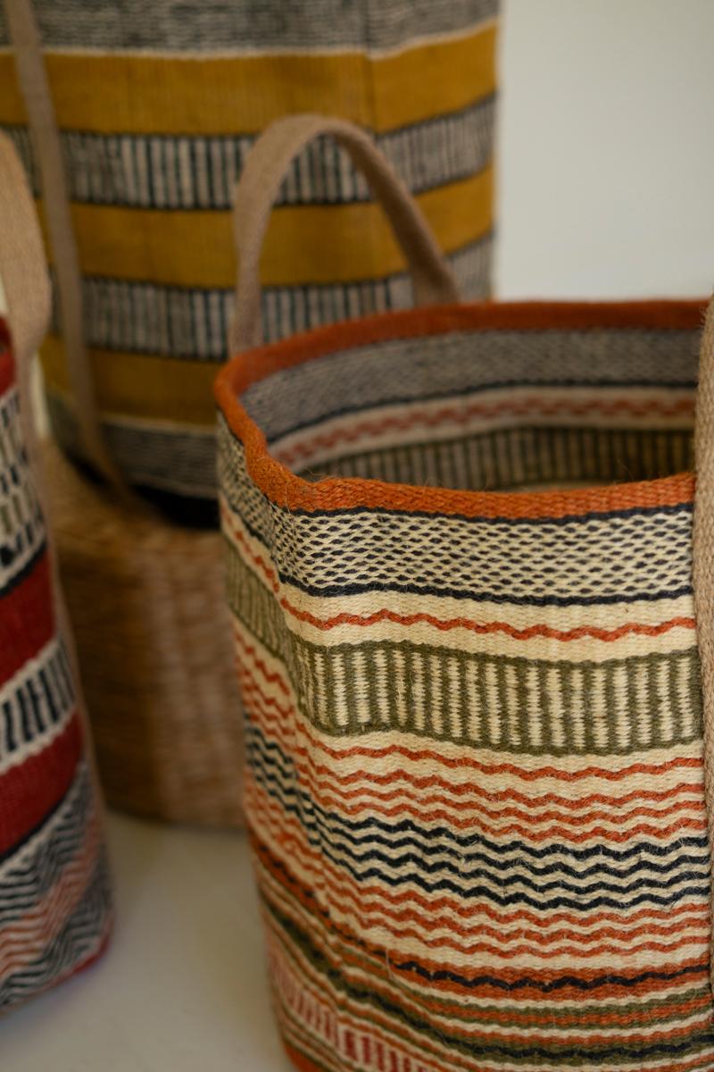 Multi-Colored Woven Jute Basket — view 3