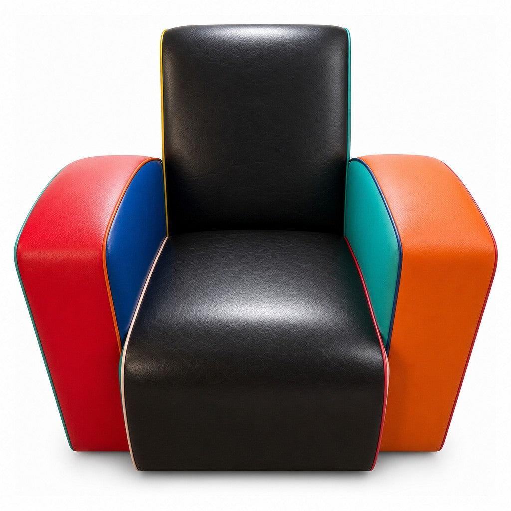 Multicolor black 80s Pop Art lounge chair by Henry Segil with sculptural frame