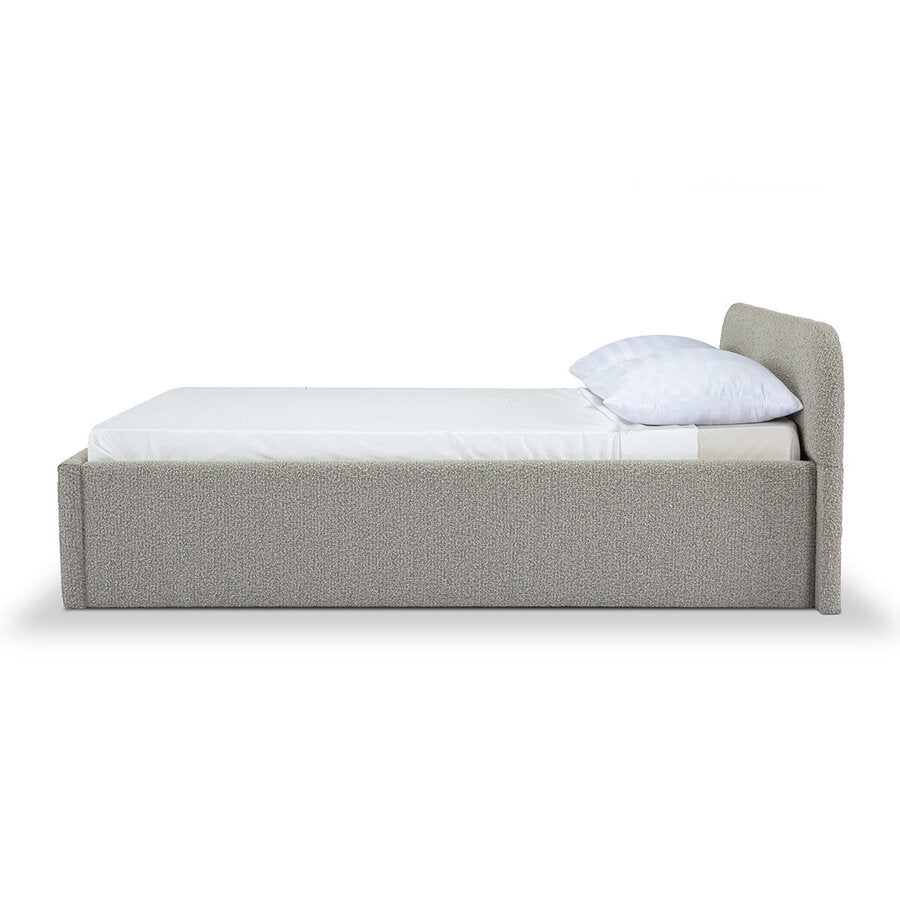 Multnomah Queen Bed Frame in Altro Kit side view - queen upholstered bed private label - Whats New Furniture Portland OR