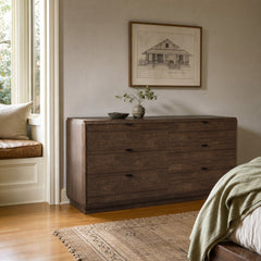 Natu Double Dresser in Dark Espresso styled in Portland Irvington foursquare bedroom - Whats New Furniture