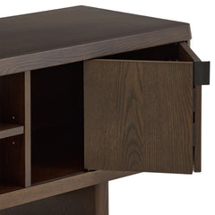 Natu Low Media Console in Espresso Oil open door view - espresso oil media console by Unique Furniture - Whats New Furniture Portland OR