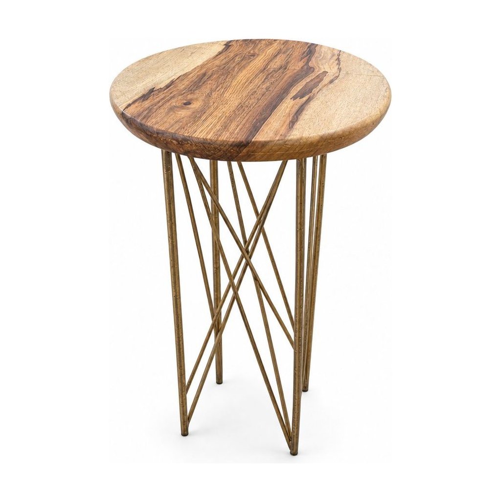 Natural Brown round end table with a circular wood top - Whats New Furniture Portland OR