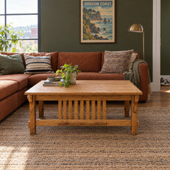 Natural Oak vintage coffee table with visible wood grain. - detail view 1