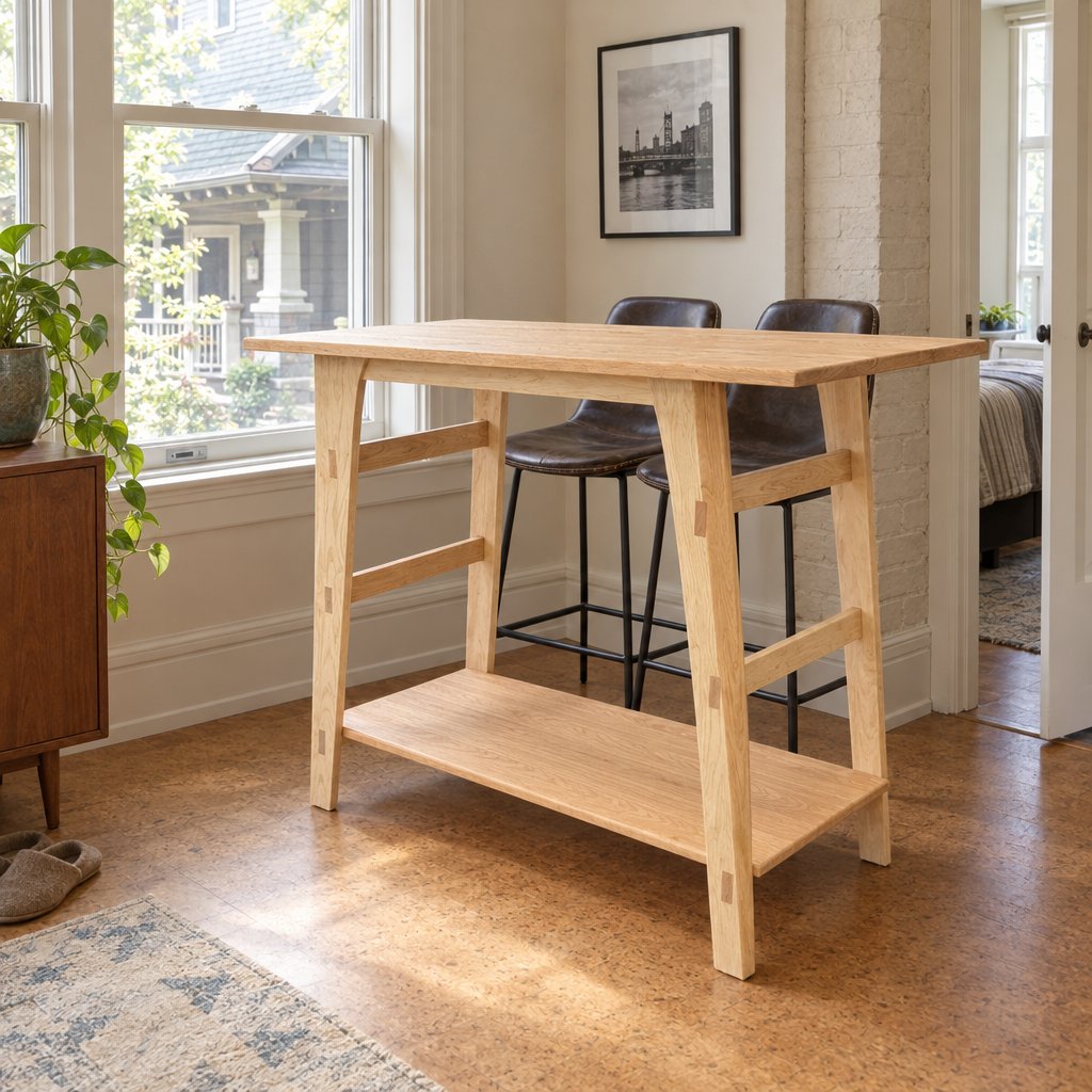 Solid Wood Counter-Height Dining Table in Natural styled in a Portland home - Whats New Furniture