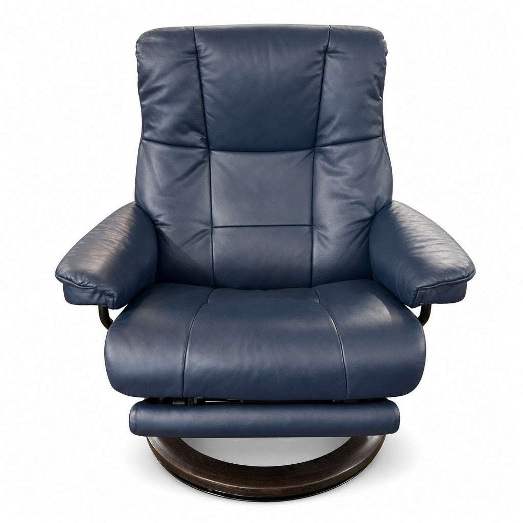 Navy blue Stressless power recliner with a compact ergonomic frame