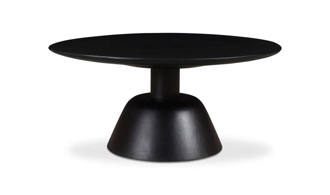 Nels Coffee Table in Black alternate angle - round pedestal coffee table by Moe&