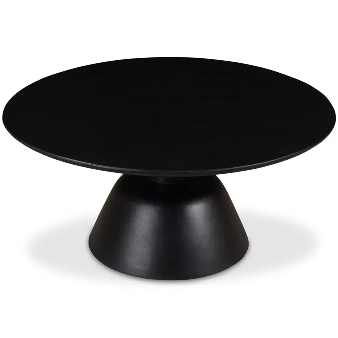 Nels Coffee Table in Black alternate view - round pedestal coffee table by Moe&