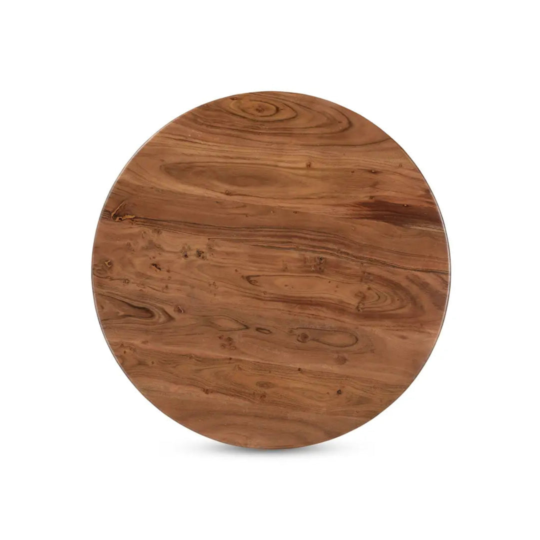 Nels Coffee Table in Dark Brown top-down view - round pedestal coffee table by Moe&