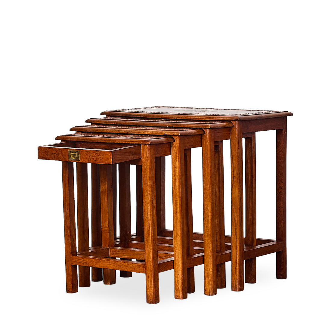 Nesting Tables w/inlay (4) detail view - Whats New Furniture - Portland, Oregon