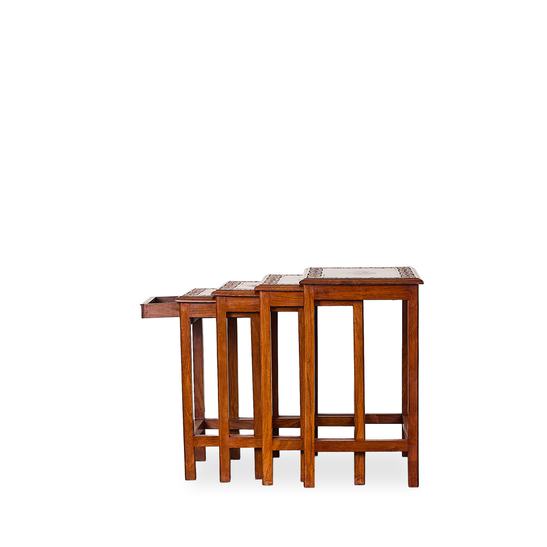 Nesting Tables w/inlay (4) detail view 3 - Whats New Furniture - Portland, Oregon