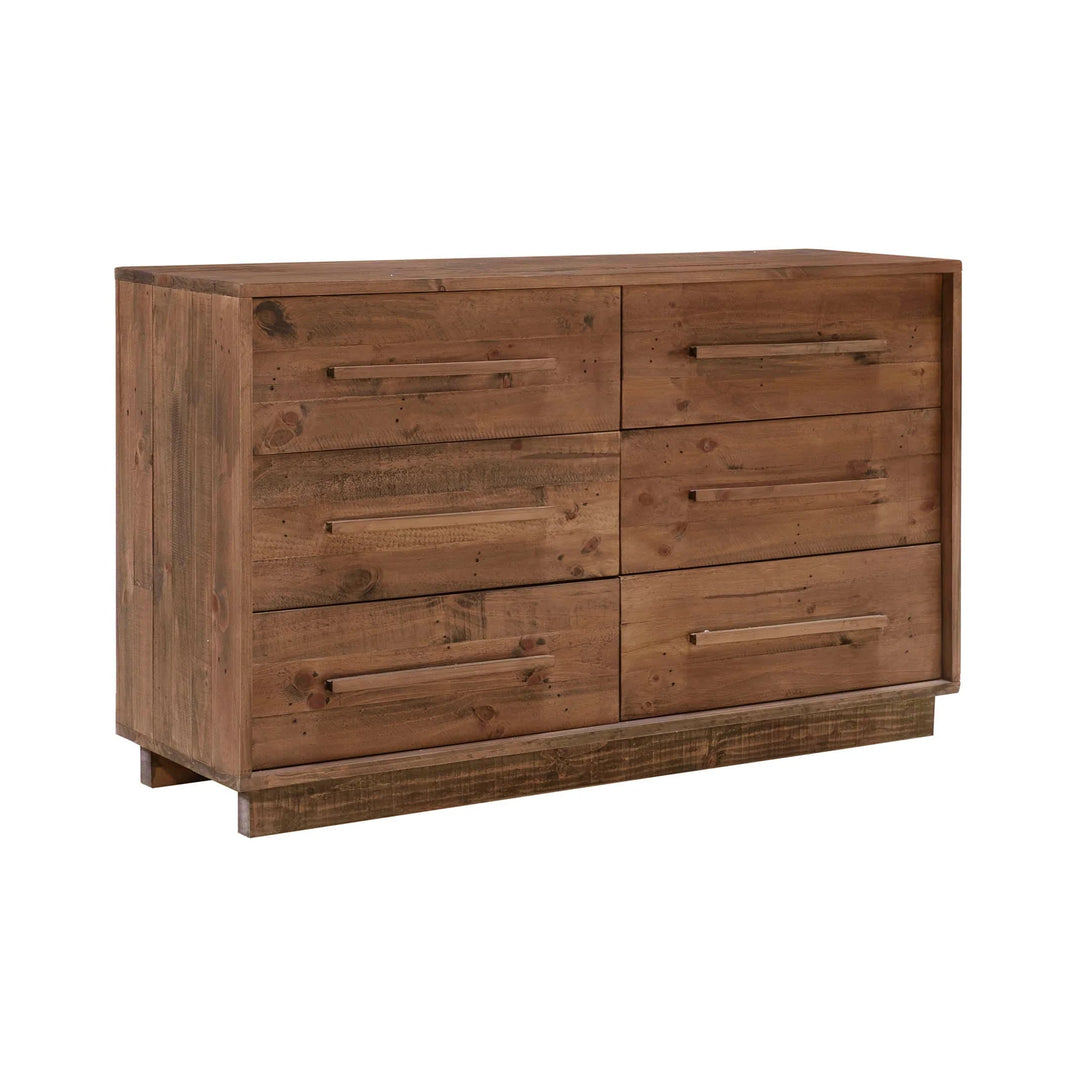 Nevada 6 Drawer Dresser in Dark Driftwood side angle - six drawer dresser by LH Imports - Whats New Furniture Portland OR