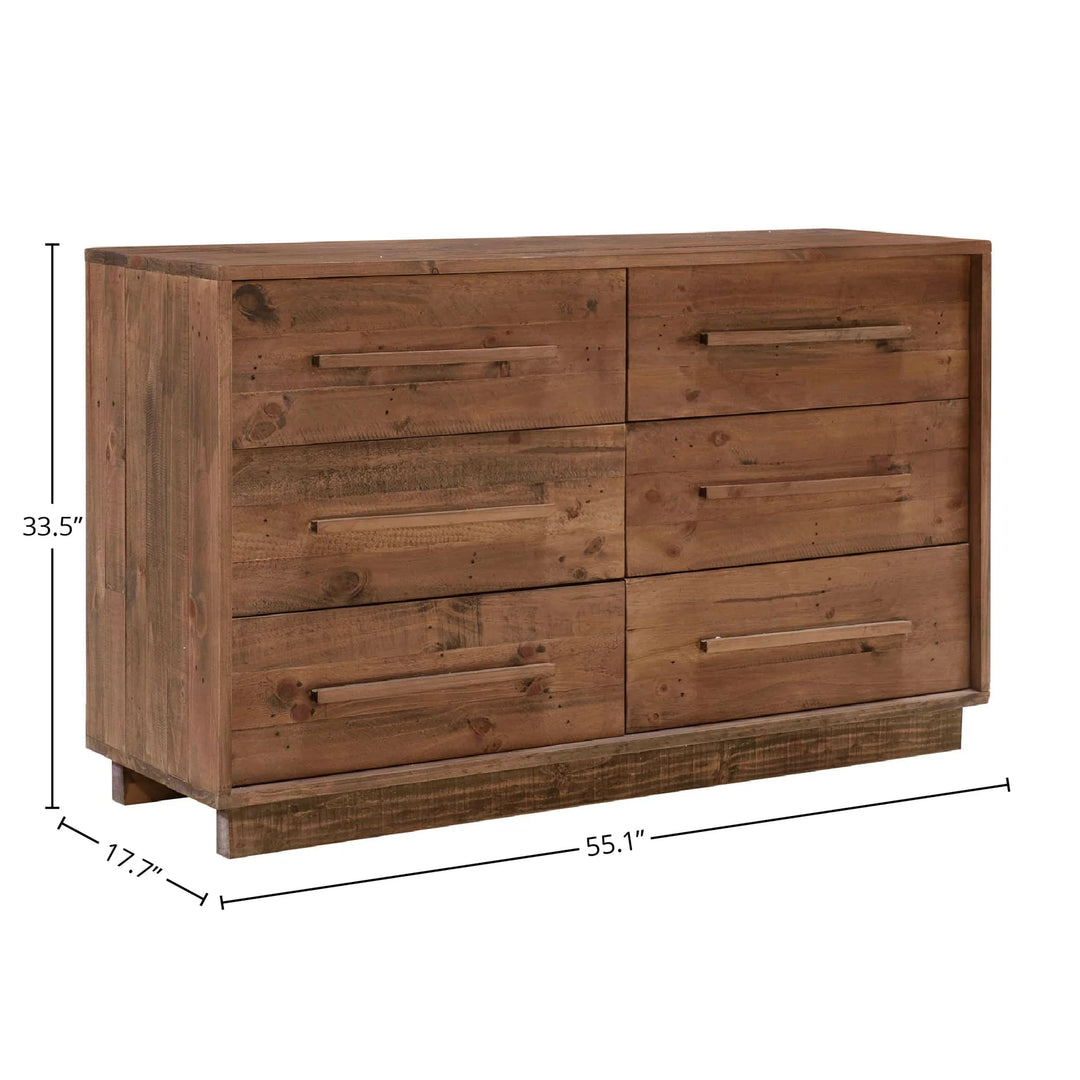 Nevada 6 Drawer Dresser in Dark Driftwood spec sheet - six drawer dresser by LH Imports - Whats New Furniture Portland OR