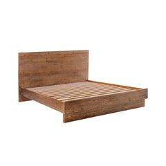 Nevada King Bed Frame in Dark Driftwood side angle - king reclaimed pine bed frame by LH Imports - Whats New Furniture Portland OR