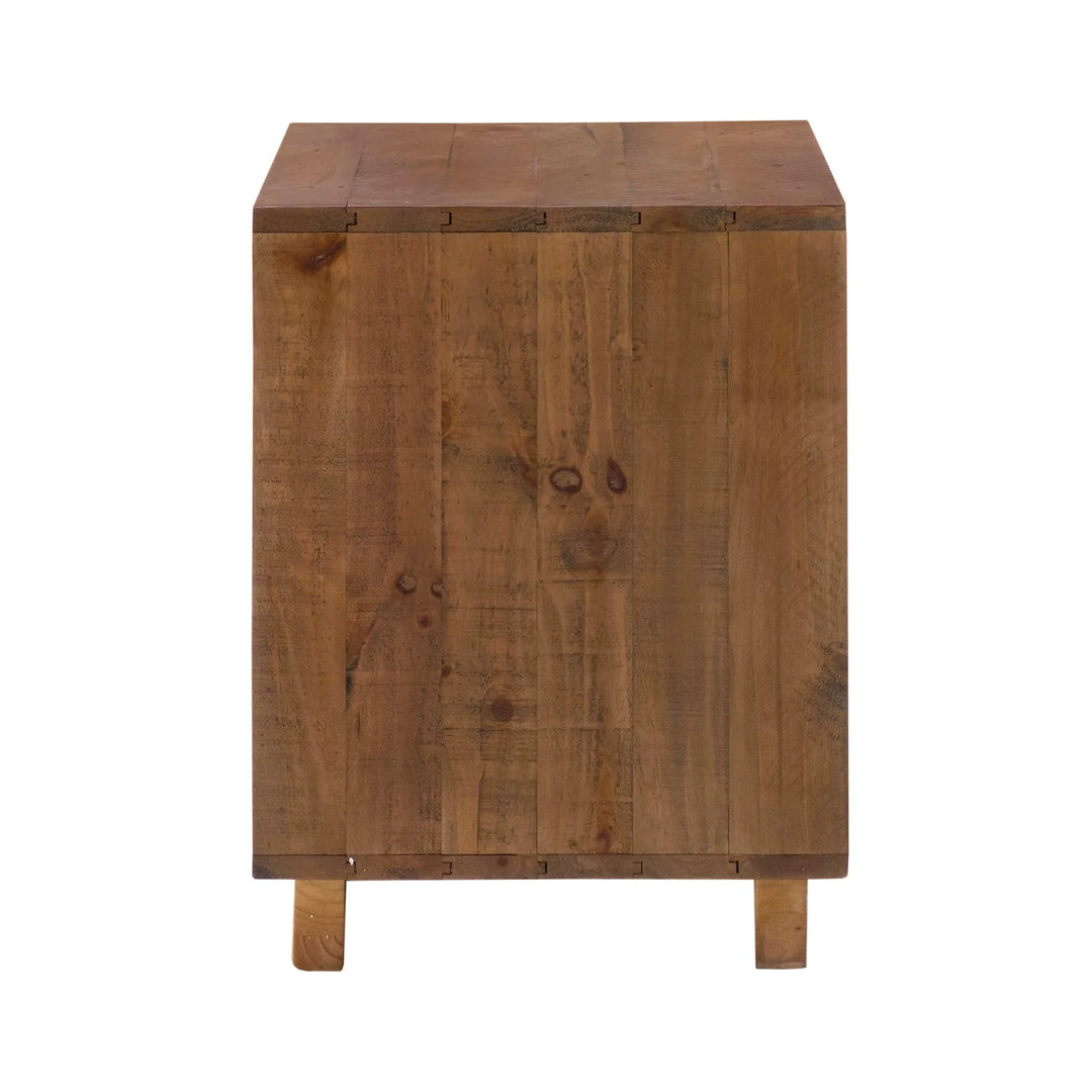Nevada Nightstand in Dark Driftwood side view - two drawer nightstand by LH Imports - Whats New Furniture Portland OR