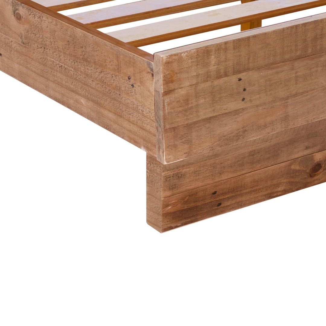 Nevada Queen Bed Frame in Dark Driftwood detail view - queen reclaimed pine bed frame by LH Imports - Whats New Furniture Portland OR