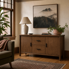 Bloomfield Sideboard in Dark Walnut styled in a Portland dining room - lifestyle - What&