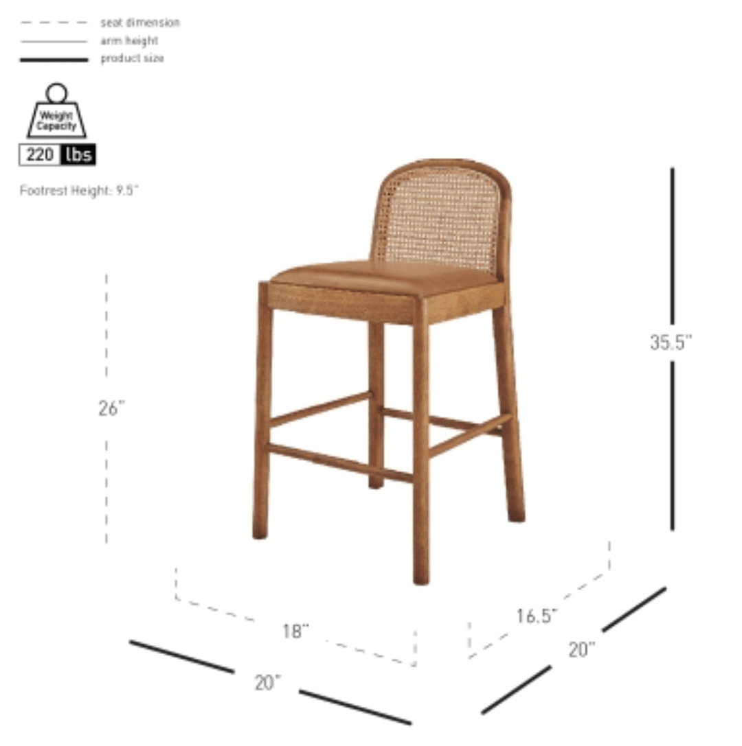 Donna KD Faux Leather Rattan Counter Stool - Whats New Furniture - Portland, Oregon