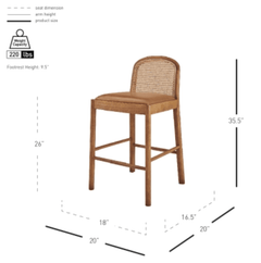 Donna KD Faux Leather Rattan Counter Stool - Whats New Furniture - Portland, Oregon