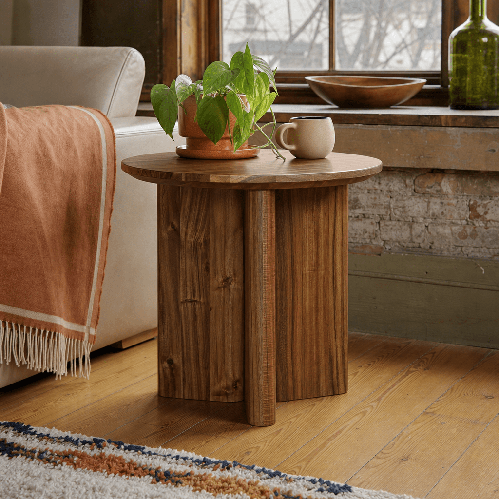 Petrilio Side Table in Hazelnut Brown in Default Title styled in a Portland home - Whats New Furniture
