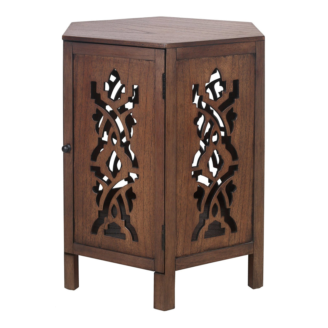 Seema Side Table in Walnut front studio view - Whats New Furniture Portland OR
