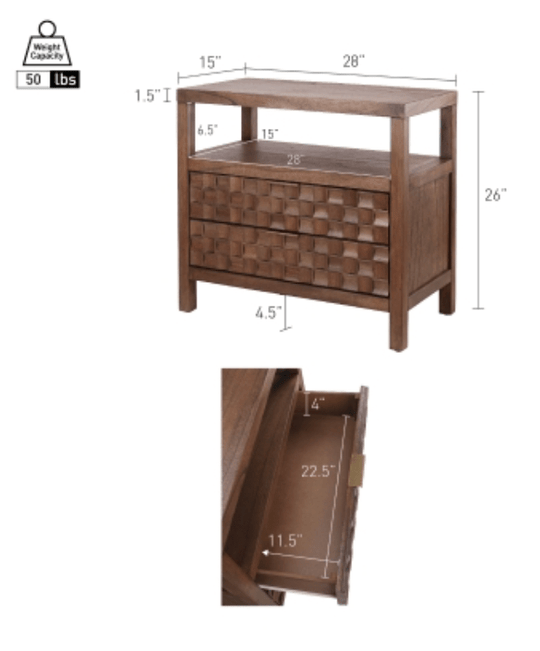 Terrena Nightstand/Side Table 2 Drawers - What&