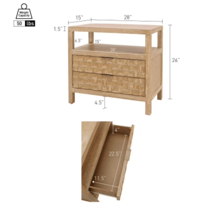 Terrena Nightstand/Side Table 2 Drawers - What&