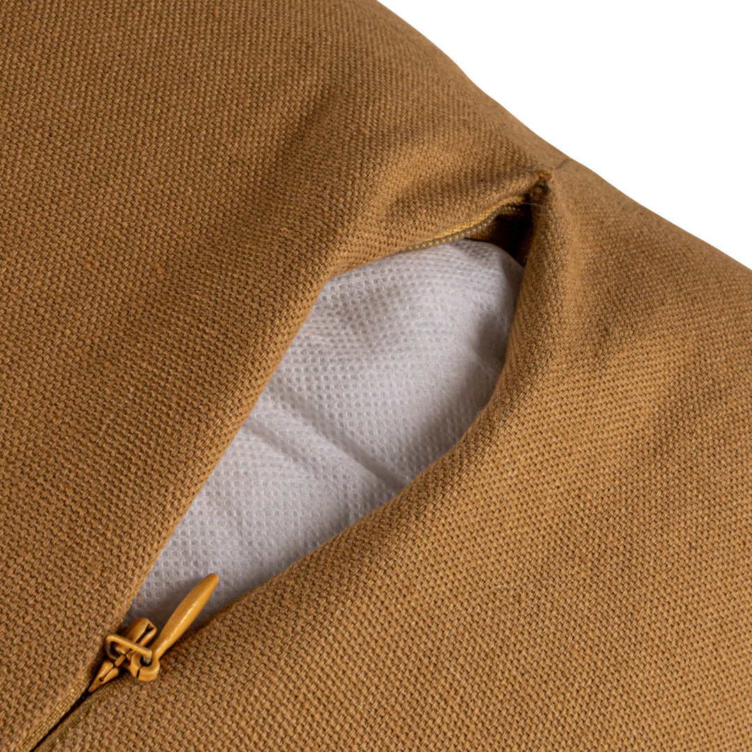 New Zealand wool tufted pillow texture closeup in brown tan gray and blue - Creative Co-Op - Whats New Furniture Portland OR