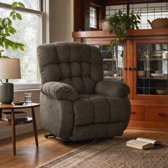 Newberg Power Lift Recliner in Seamount Walnut styled in a Portland St. Johns bungalow living room — What&