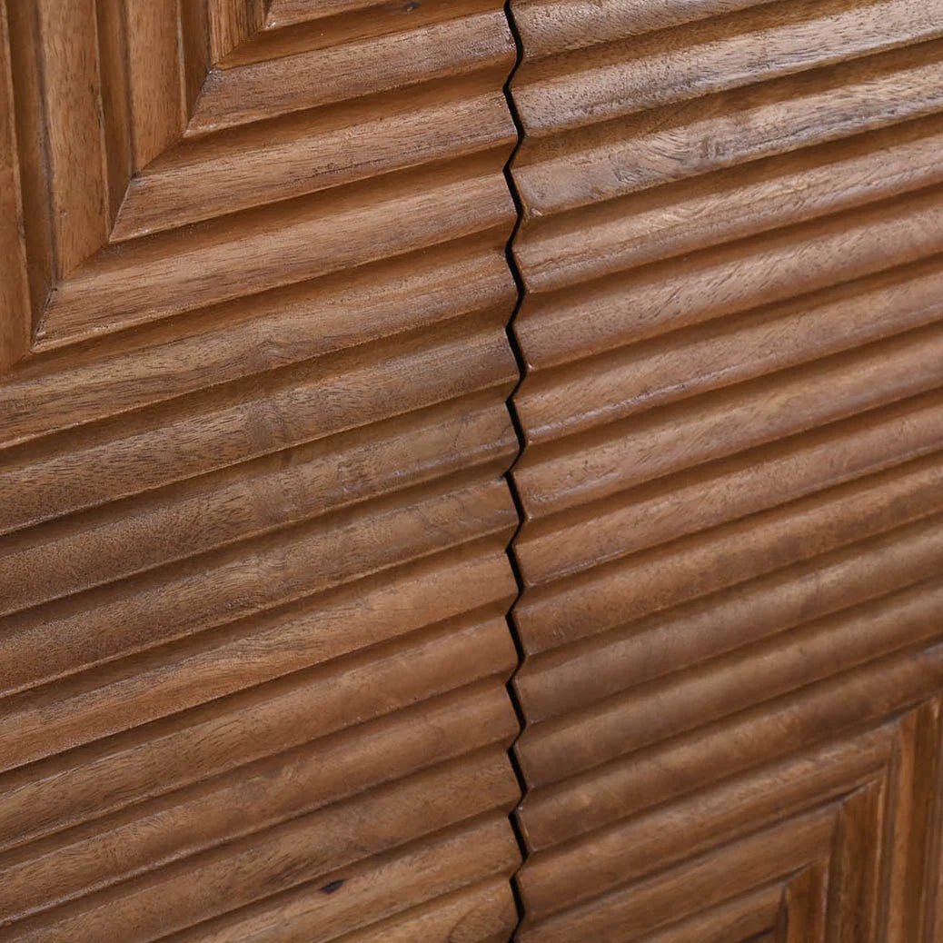 Nikita Sideboard in Pecan door detail - fluted door sideboard by LH Imports - Whats New Furniture Portland OR