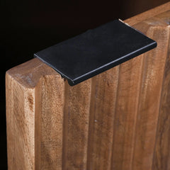 Nikita Sideboard in Pecan handle detail - fluted door sideboard by LH Imports - Whats New Furniture Portland OR