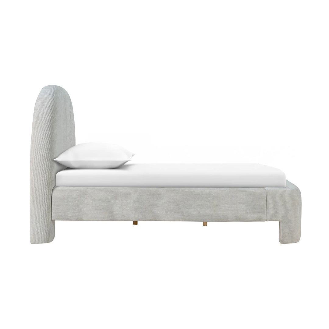 Nina Bed Frame in Ecru fabric colorway side view - upholstered bed frame by LH Imports - Whats New Furniture Portland OR