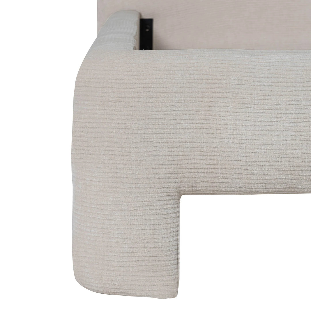 Nina Bed Frame in Ecru leg detail - upholstered bed frame by LH Imports - Whats New Furniture Portland OR